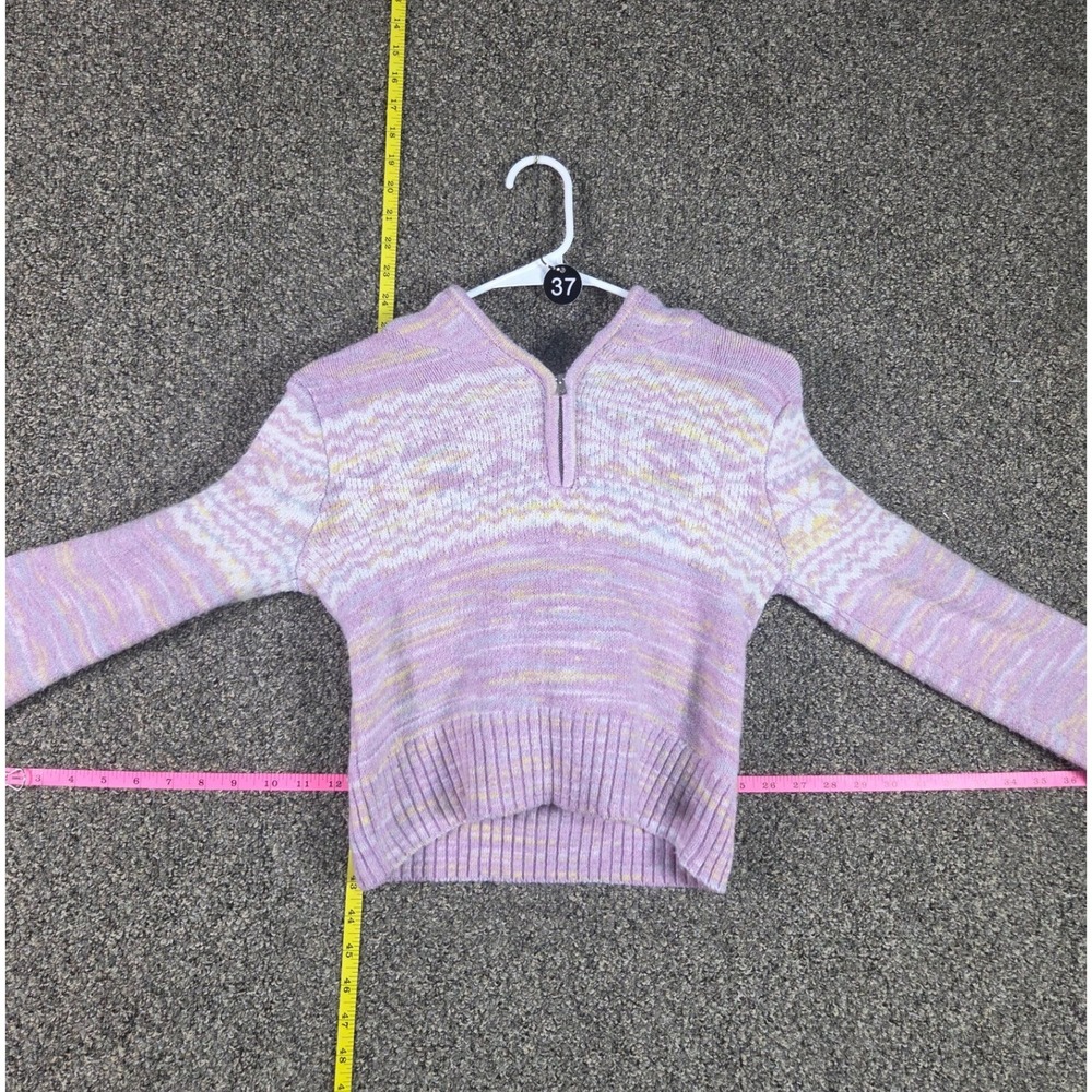 No Boundaries Hooded Sweater Women Small Purple Space Dye Fair Isle 1/4 Zip